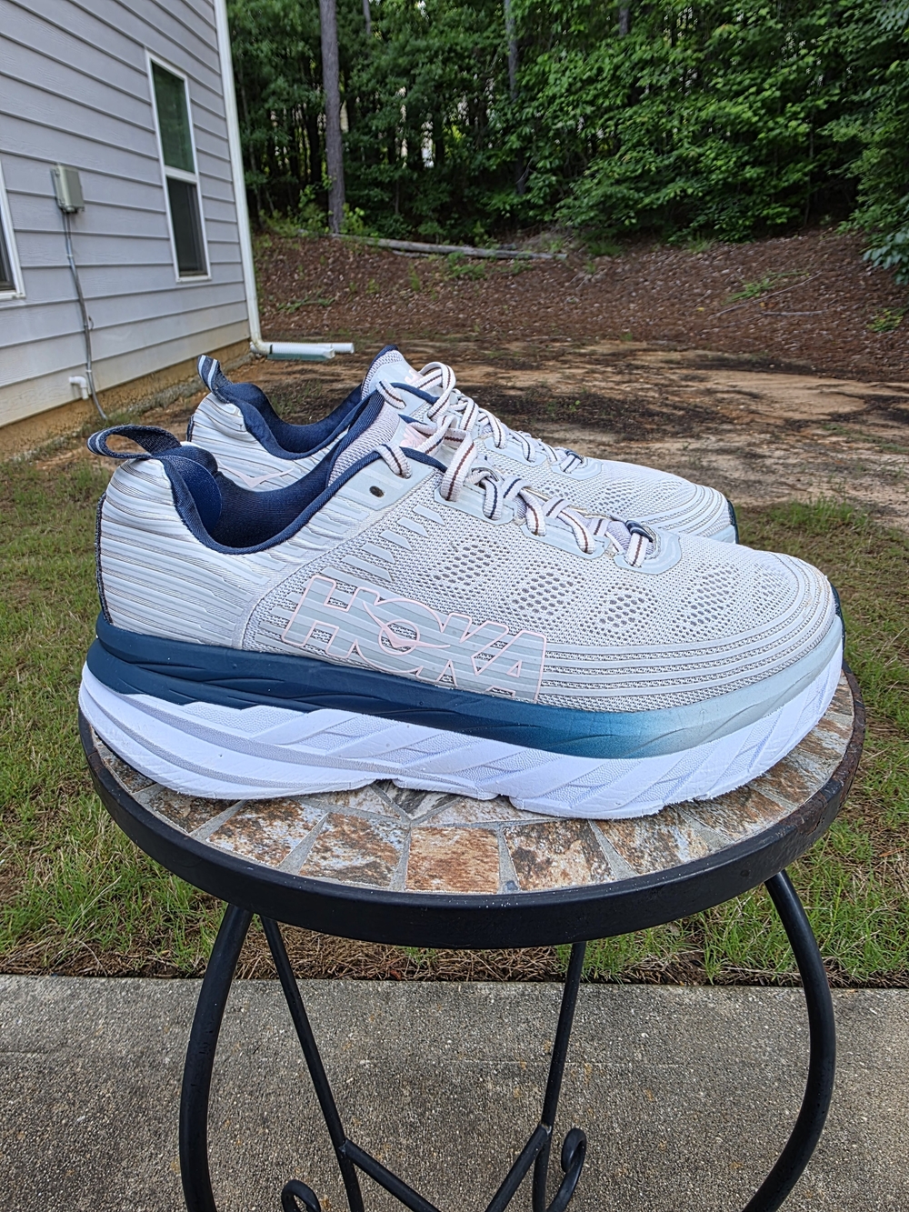Hoka Bondi 6 1019270 LRNC Lunar Rock/Nimbus Cloud Running Shoes Women's Size 9